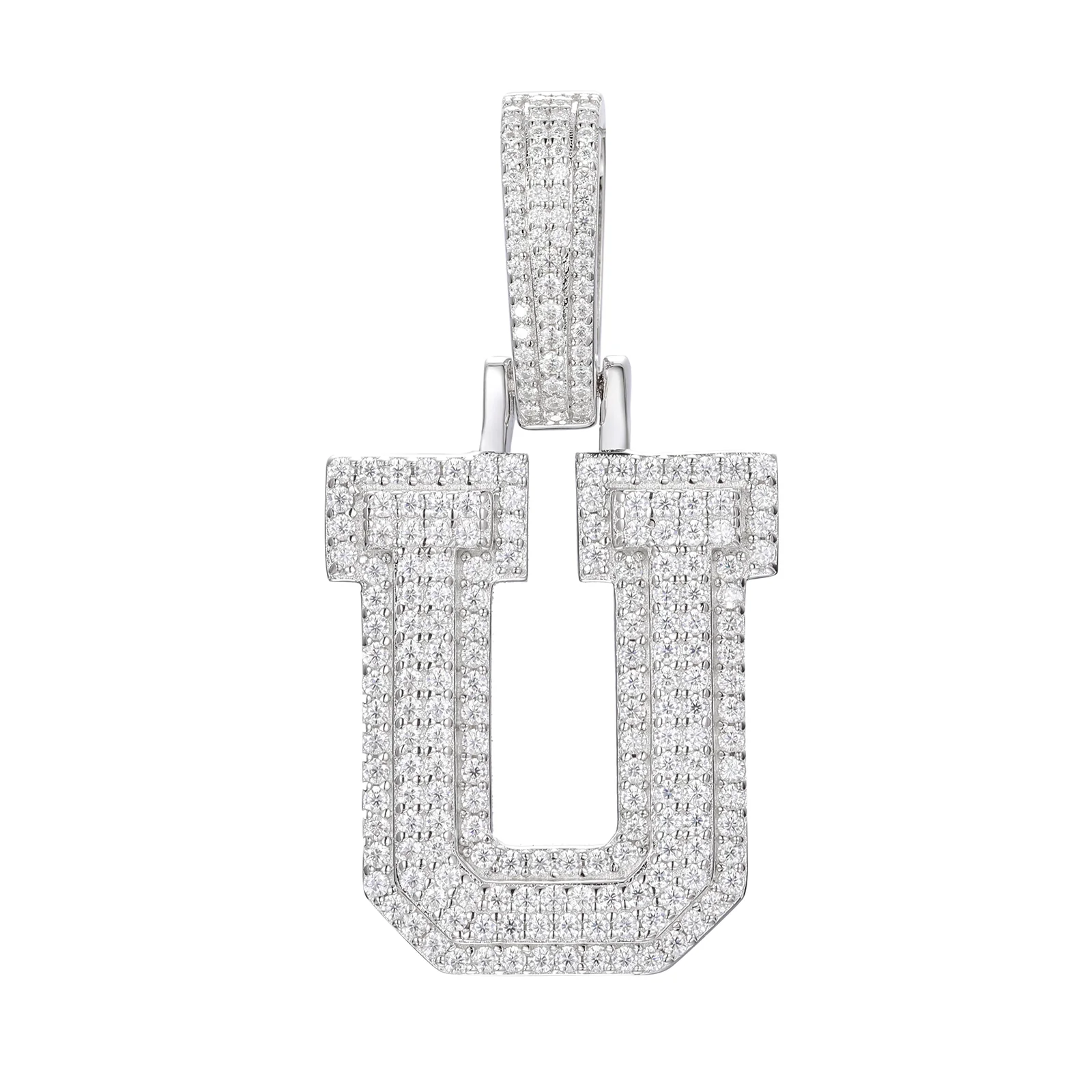 MOISSANITE DIAMOND A-Z INITIAL LETTER PENDANT IN STERLING SILVER - Image 27