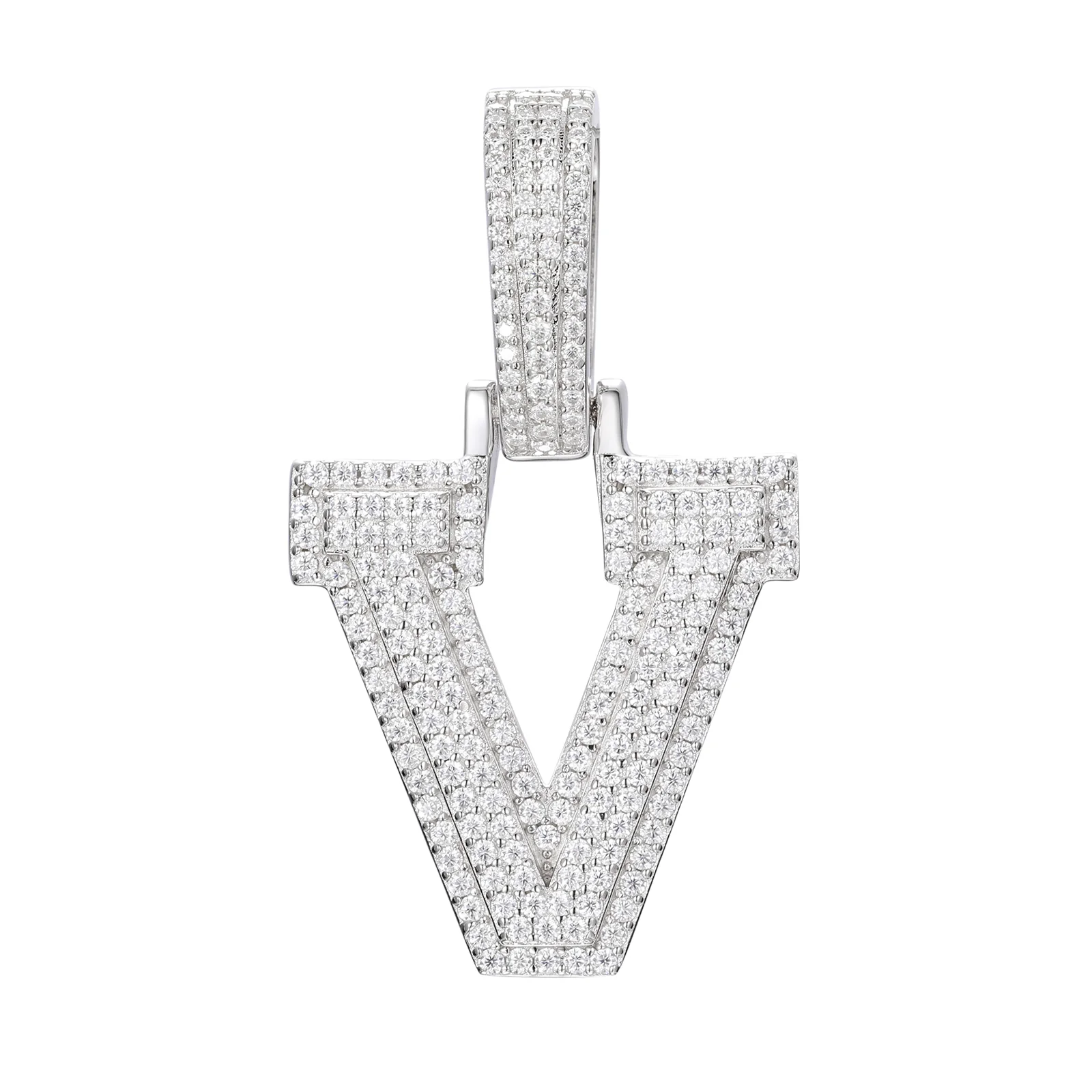 MOISSANITE DIAMOND A-Z INITIAL LETTER PENDANT IN STERLING SILVER - Image 28