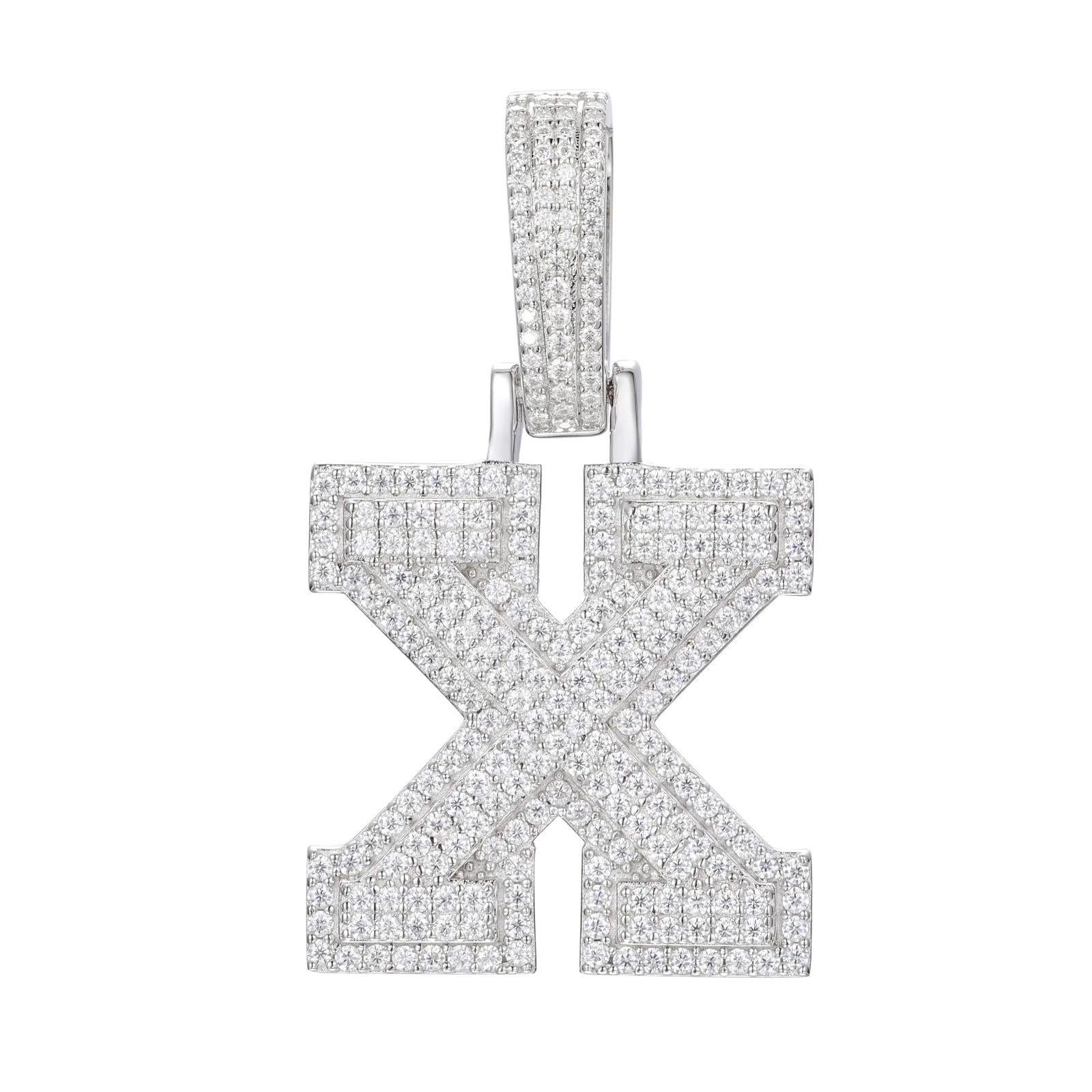 MOISSANITE DIAMOND A-Z INITIAL LETTER PENDANT IN STERLING SILVER - Image 30