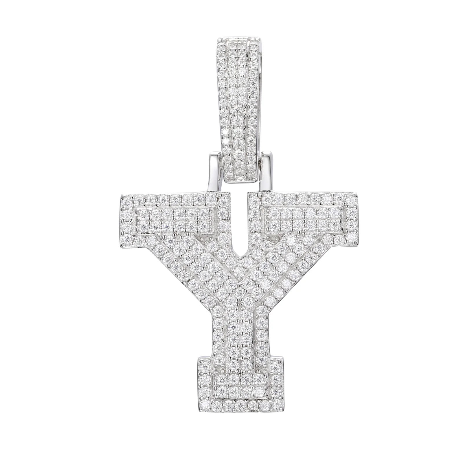 MOISSANITE DIAMOND A-Z INITIAL LETTER PENDANT IN STERLING SILVER - Image 31