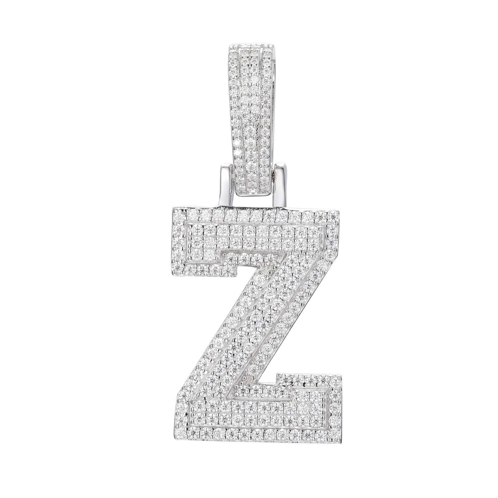 MOISSANITE DIAMOND A-Z INITIAL LETTER PENDANT IN STERLING SILVER - Image 32