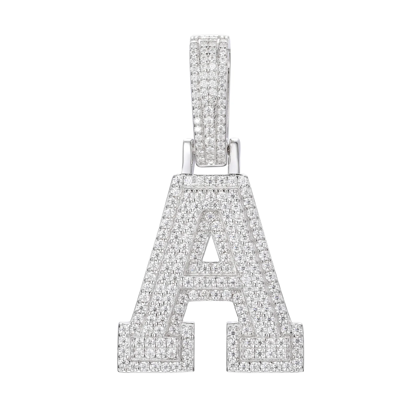 MOISSANITE DIAMOND A-Z INITIAL LETTER PENDANT IN STERLING SILVER - Image 7