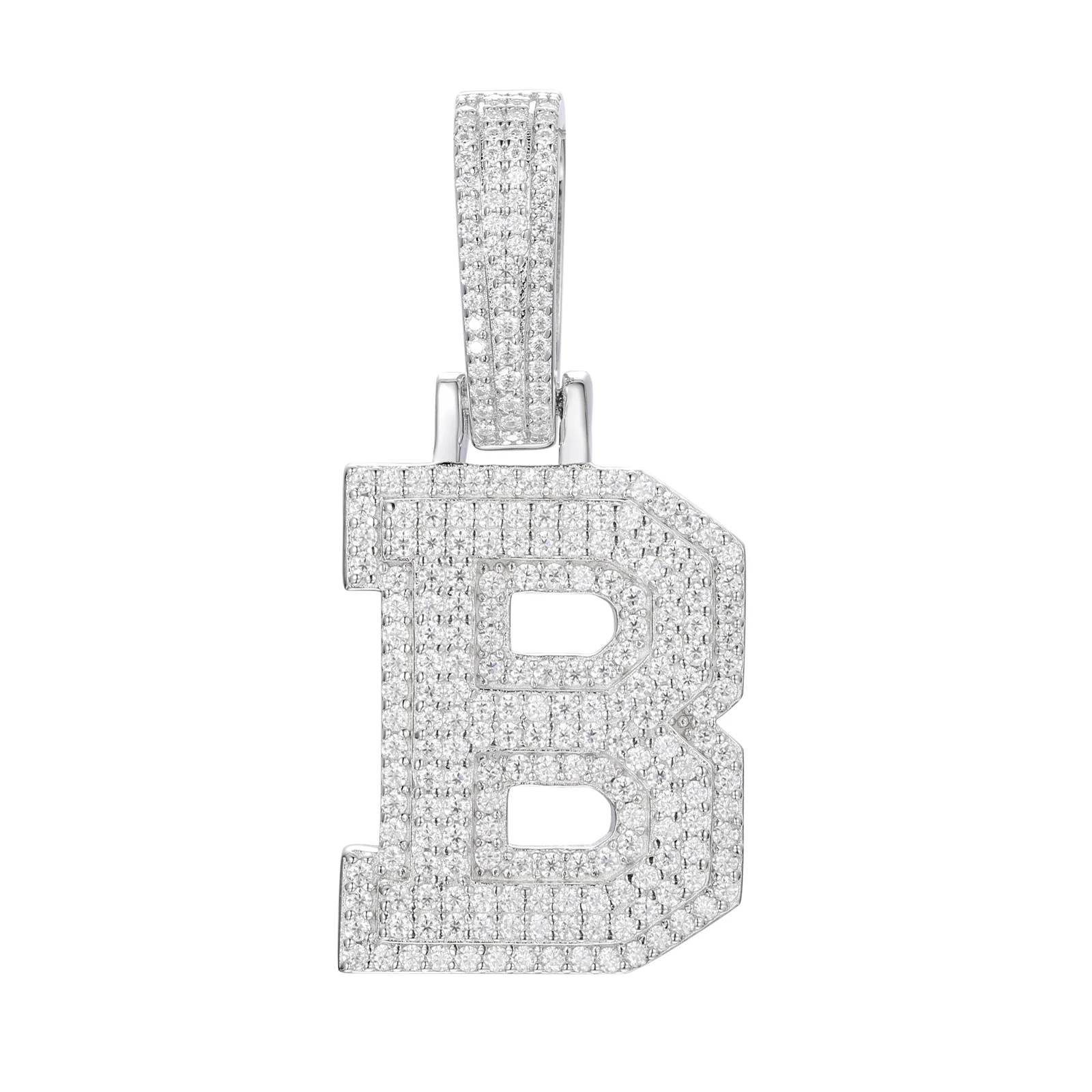 MOISSANITE DIAMOND A-Z INITIAL LETTER PENDANT IN STERLING SILVER - Image 8