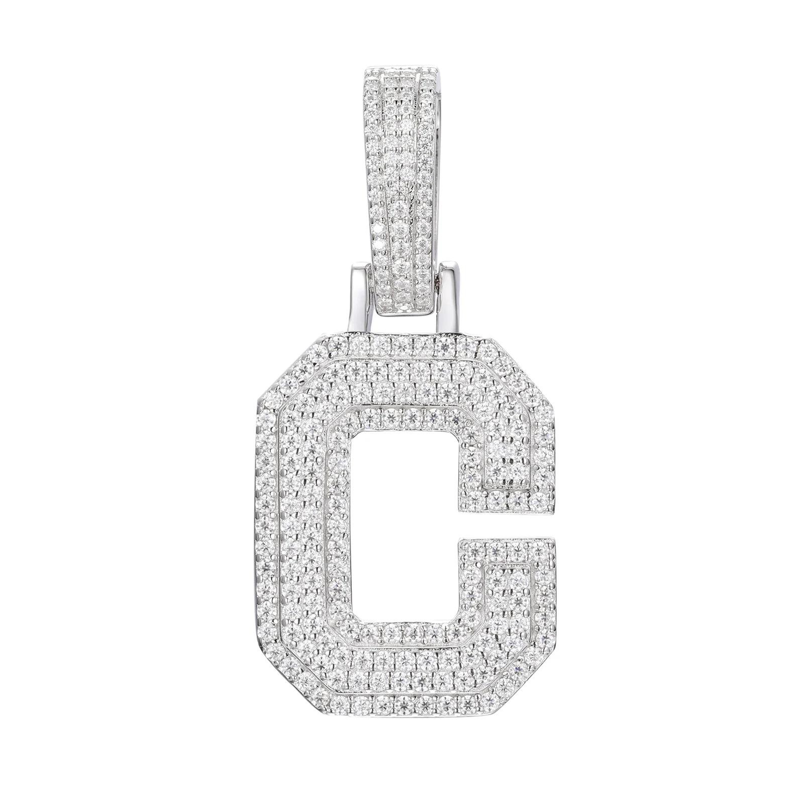 MOISSANITE DIAMOND A-Z INITIAL LETTER PENDANT IN STERLING SILVER - Image 9