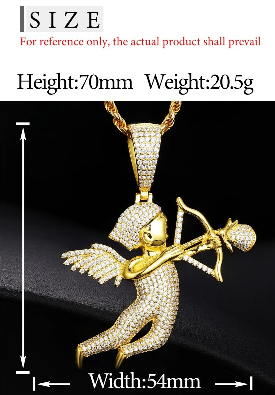 MOISSANITE ANGEL CUPIDS ROSE ARROW PENDANT IN STERLING SILVER {STYLE 2} - Image 7
