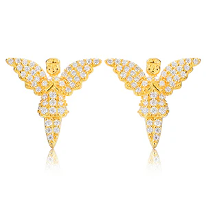 MOISSANITE DIAMOND ANGEL STUD EARRINGS IN STERLING SILVER - Image 3