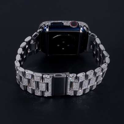 MOISSANITE DIAMOND APPLE WATCH BAND IN STERLING SILVER - Image 4