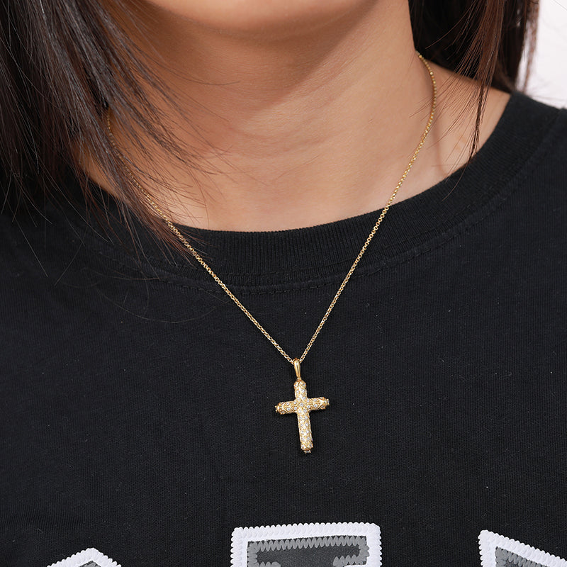 MOISSANITE DIAMOND ARROW CROSS PENDANT NECKLACE IN STERLING SILVER - Image 3