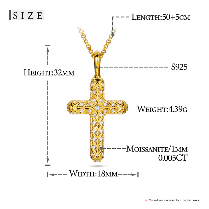 MOISSANITE DIAMOND ARROW CROSS PENDANT NECKLACE IN STERLING SILVER - Image 6