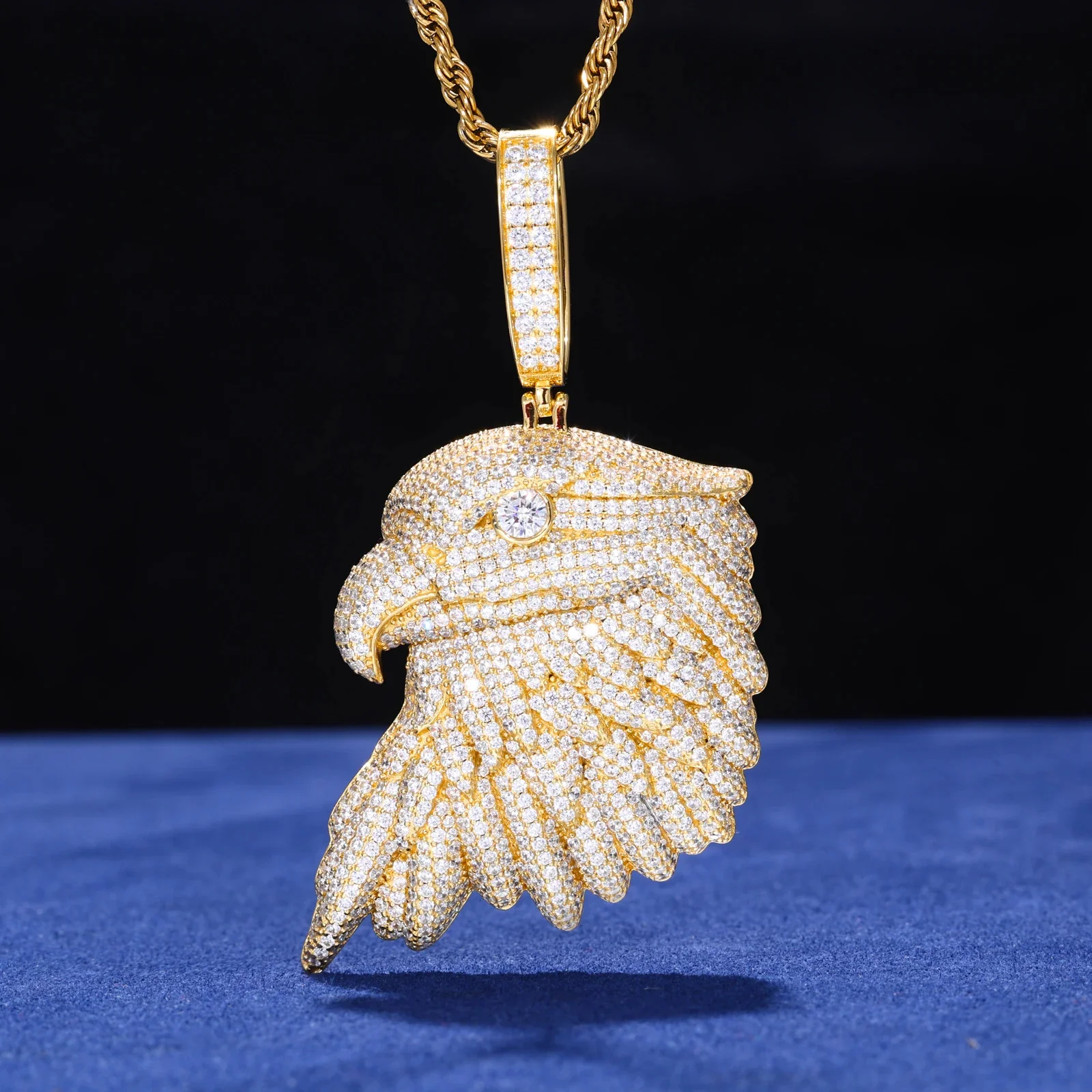MOISSANITE DIAMOND AUREUS EAGLE PENDANT IN STERLING SILVER - Image 2
