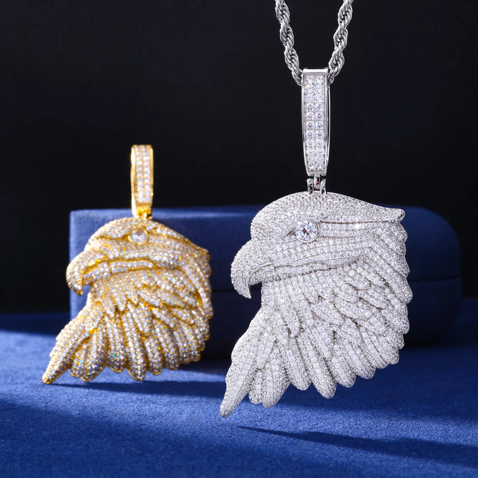 MOISSANITE DIAMOND AUREUS EAGLE PENDANT IN STERLING SILVER - Image 3