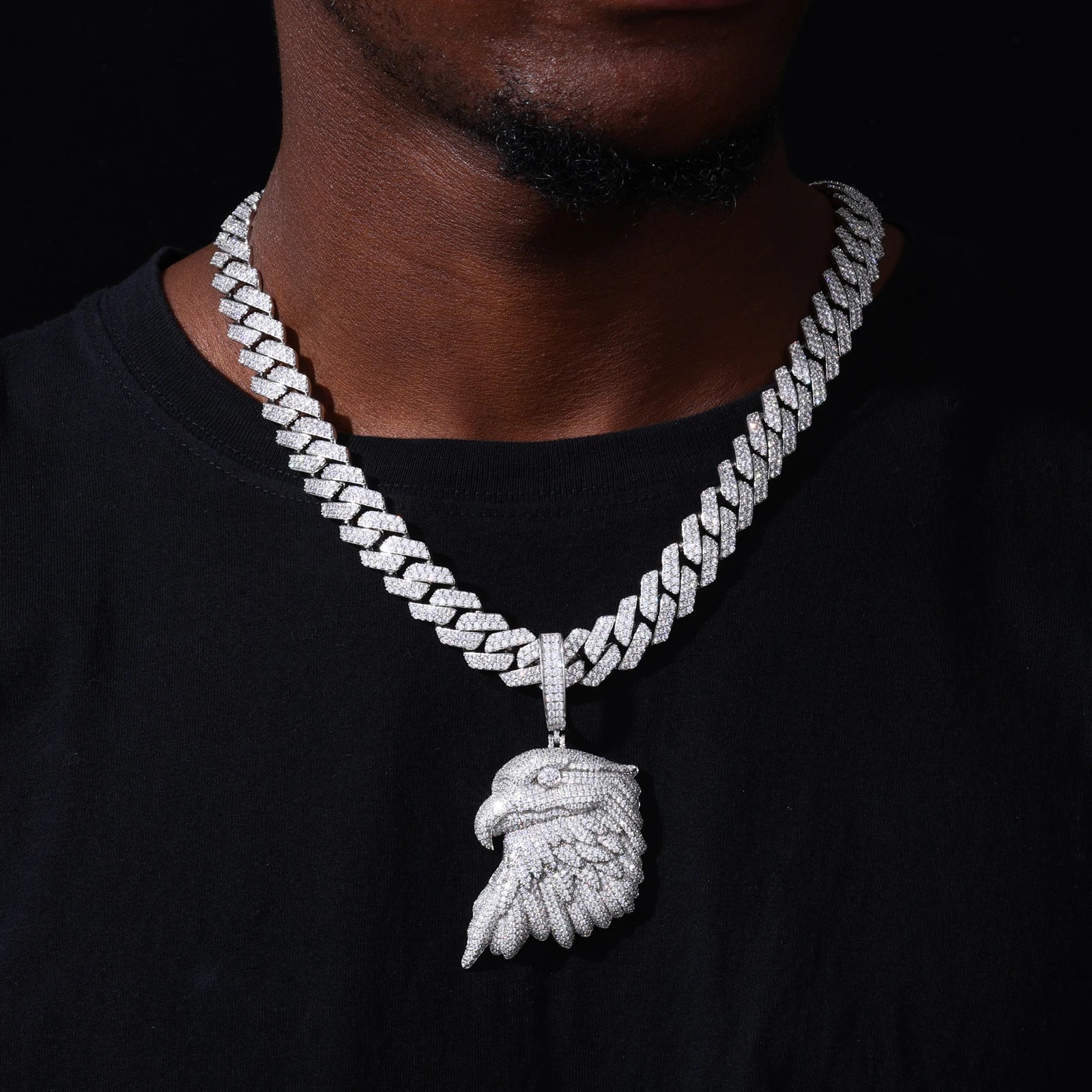 MOISSANITE DIAMOND AUREUS EAGLE PENDANT IN STERLING SILVER - Image 5