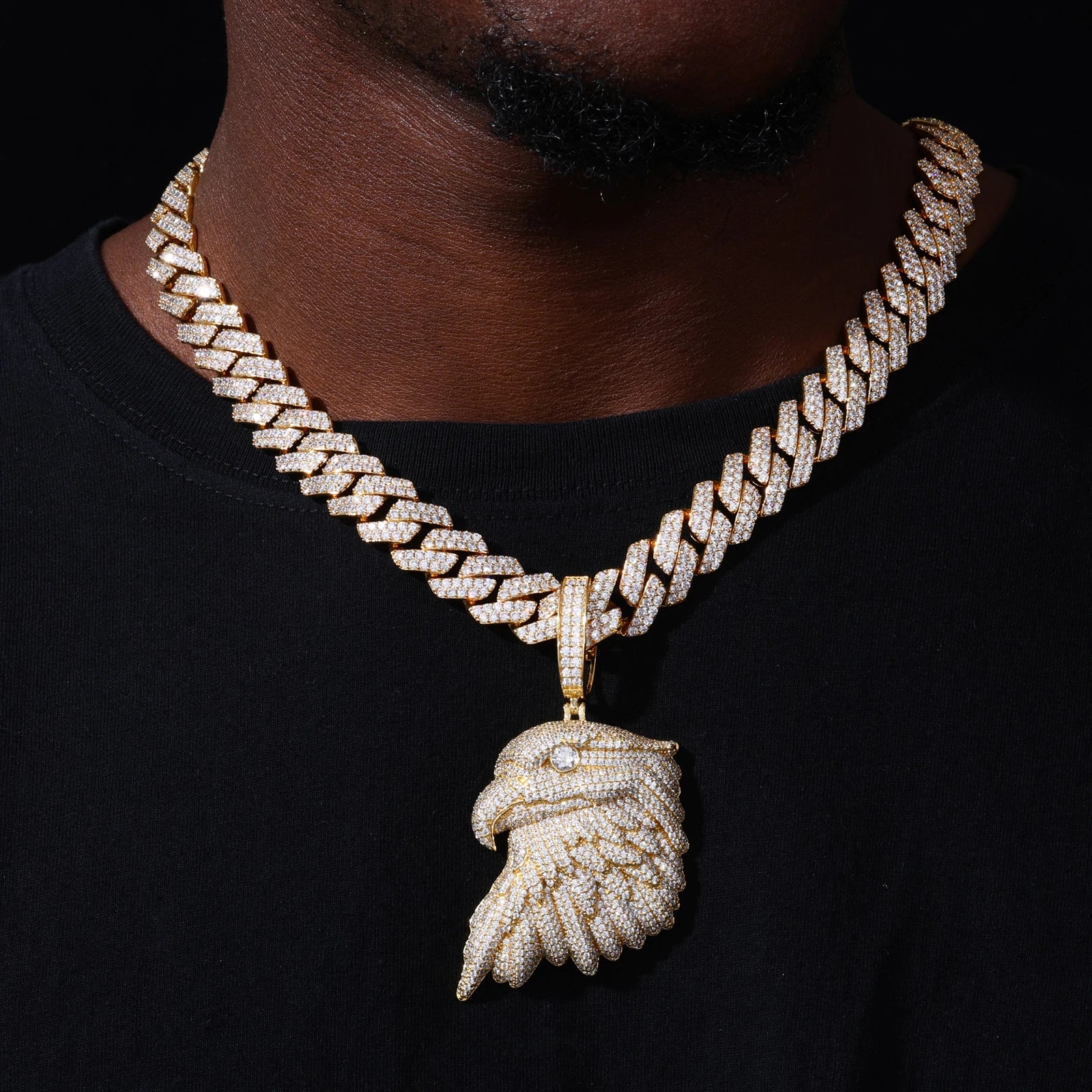 MOISSANITE DIAMOND AUREUS EAGLE PENDANT IN STERLING SILVER - Image 6