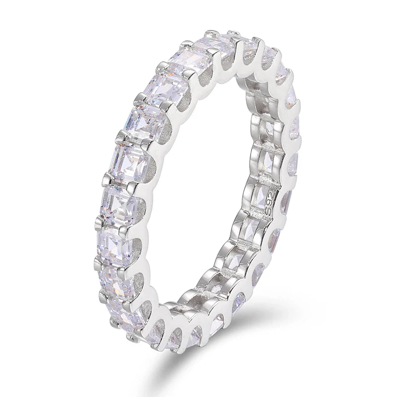 MOISSANITE DIAMOND BAND RING IN STERLING SILVER - Image 8