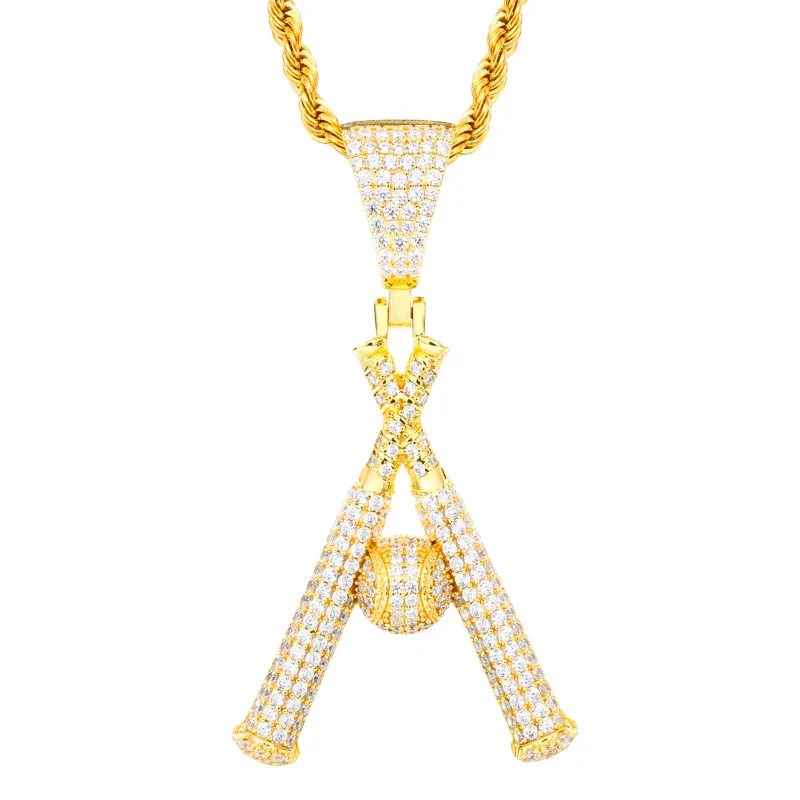 MOISSANITE DIAMOND BASEBALL PENDANT IN STERLING SILVER - Image 7