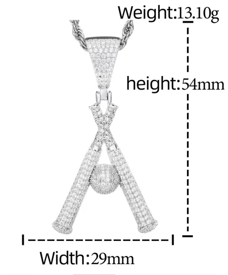 MOISSANITE DIAMOND BASEBALL PENDANT IN STERLING SILVER - Image 8