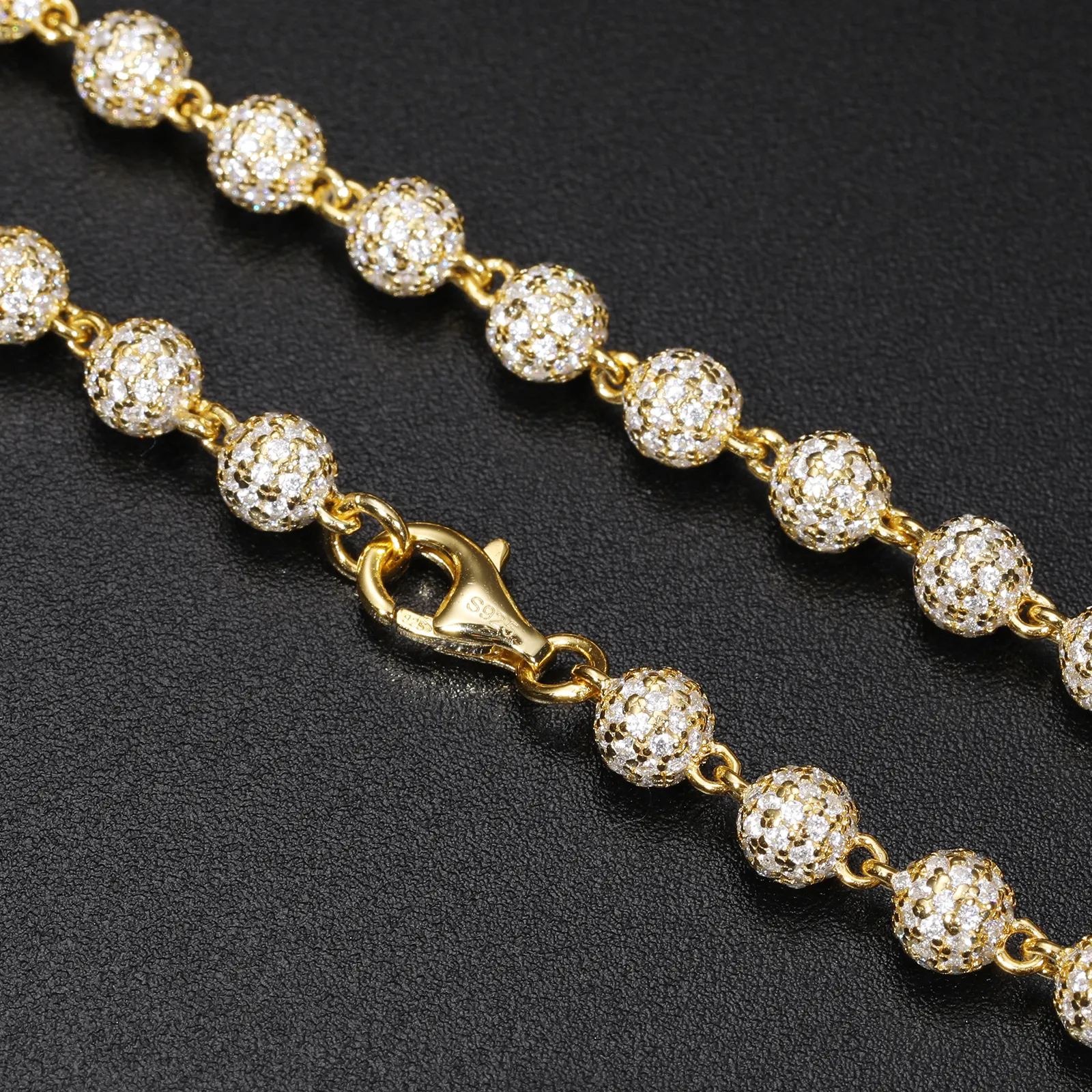 MOISSANITE DIAMOND BEAD LINK BRACELET IN STERLING SILVER - Image 4