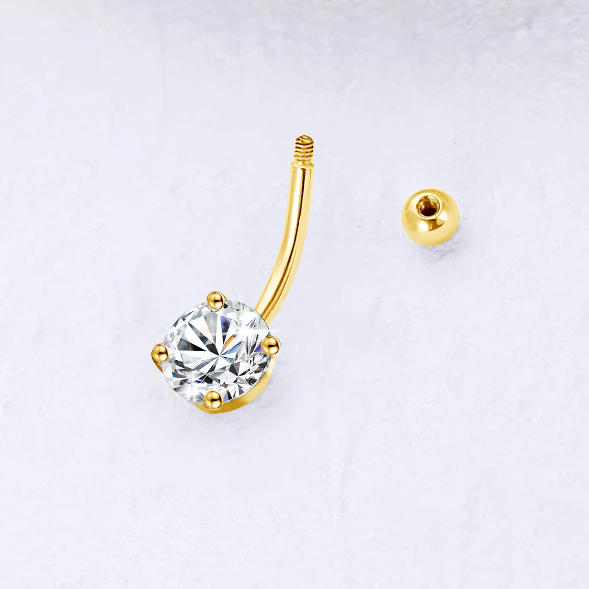MOISSANITE DIAMOND NAVEL BARBELL IN STERLING SILVER - Image 3