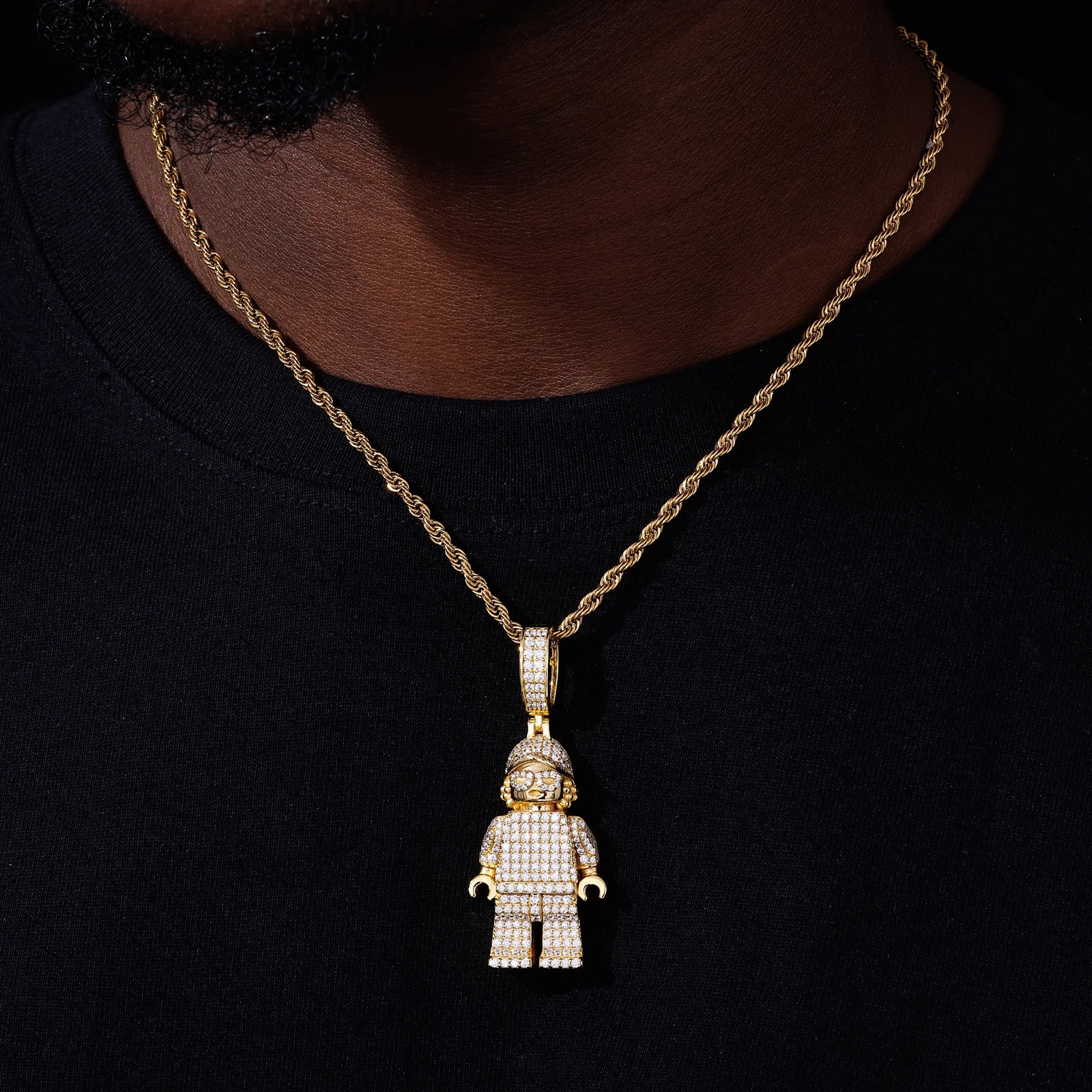 MOISSANITE DIAMOND BLOCK RAPPER PENDANT IN STERLING SILVER - Image 2