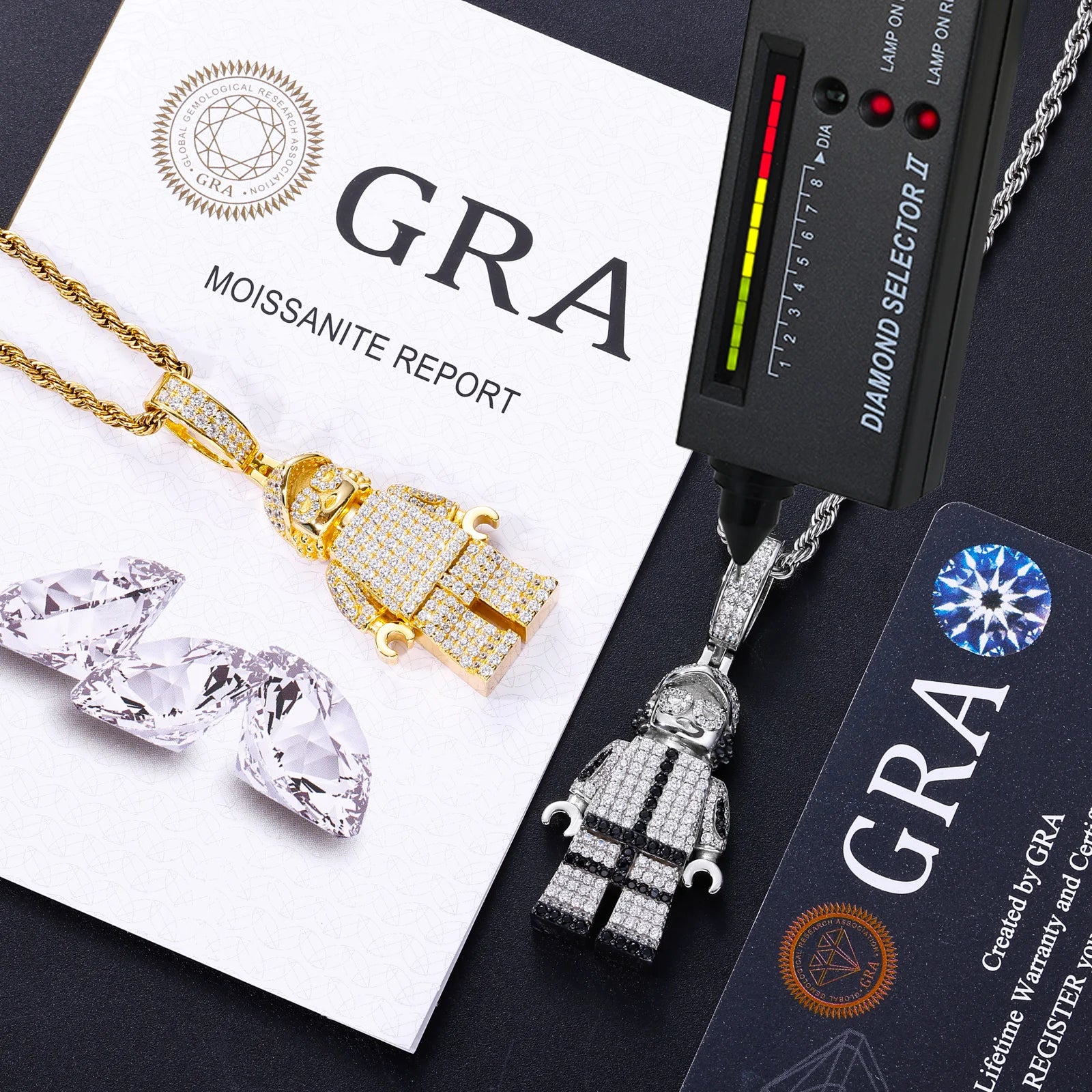MOISSANITE DIAMOND BLOCK RAPPER PENDANT IN STERLING SILVER - Image 5