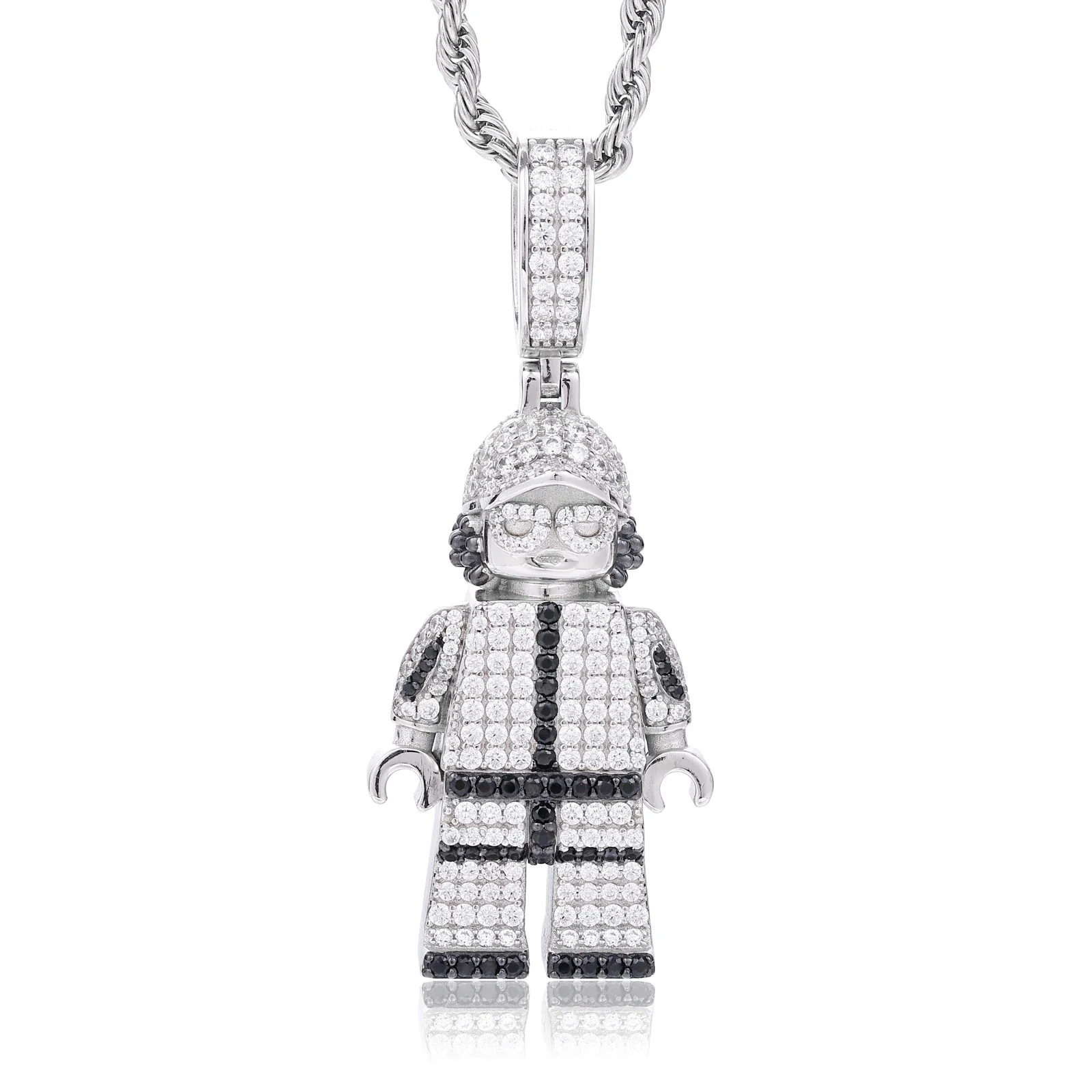 MOISSANITE DIAMOND BLOCK RAPPER PENDANT IN STERLING SILVER - Image 6