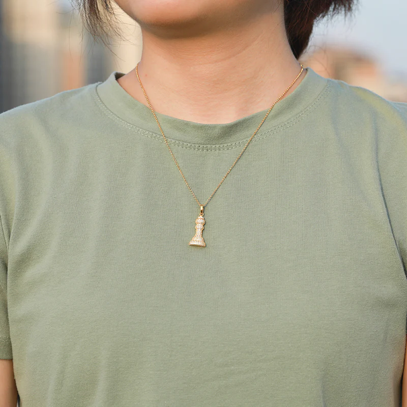 MOISSANITE DIAMOND CHESS PENDANT NECKLACE IN STERLING SILVER - Image 4