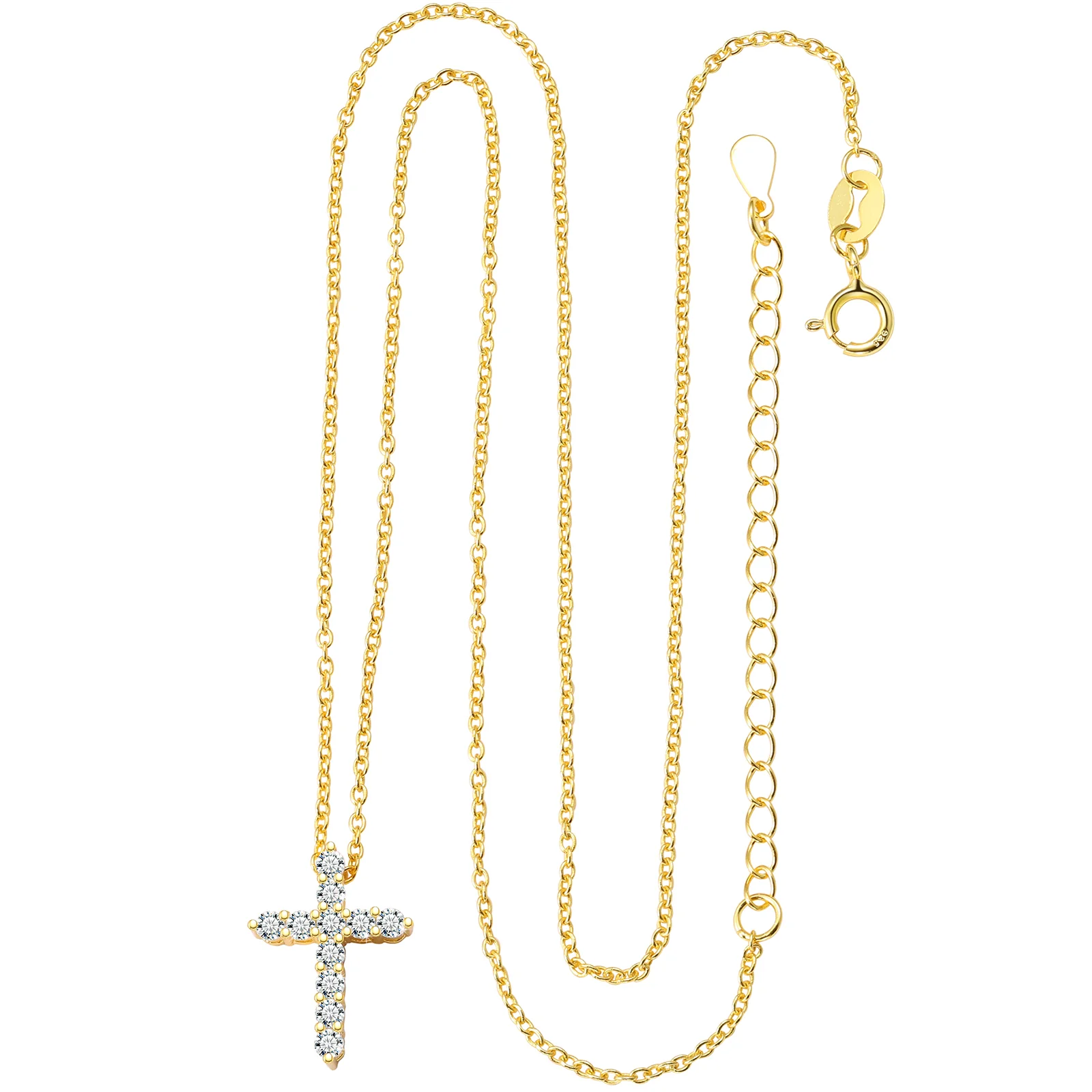 MOISSANITE CLASSIC RADIANT CROSS PENDANT NECKLACE IN STERLING SILVER - Image 4