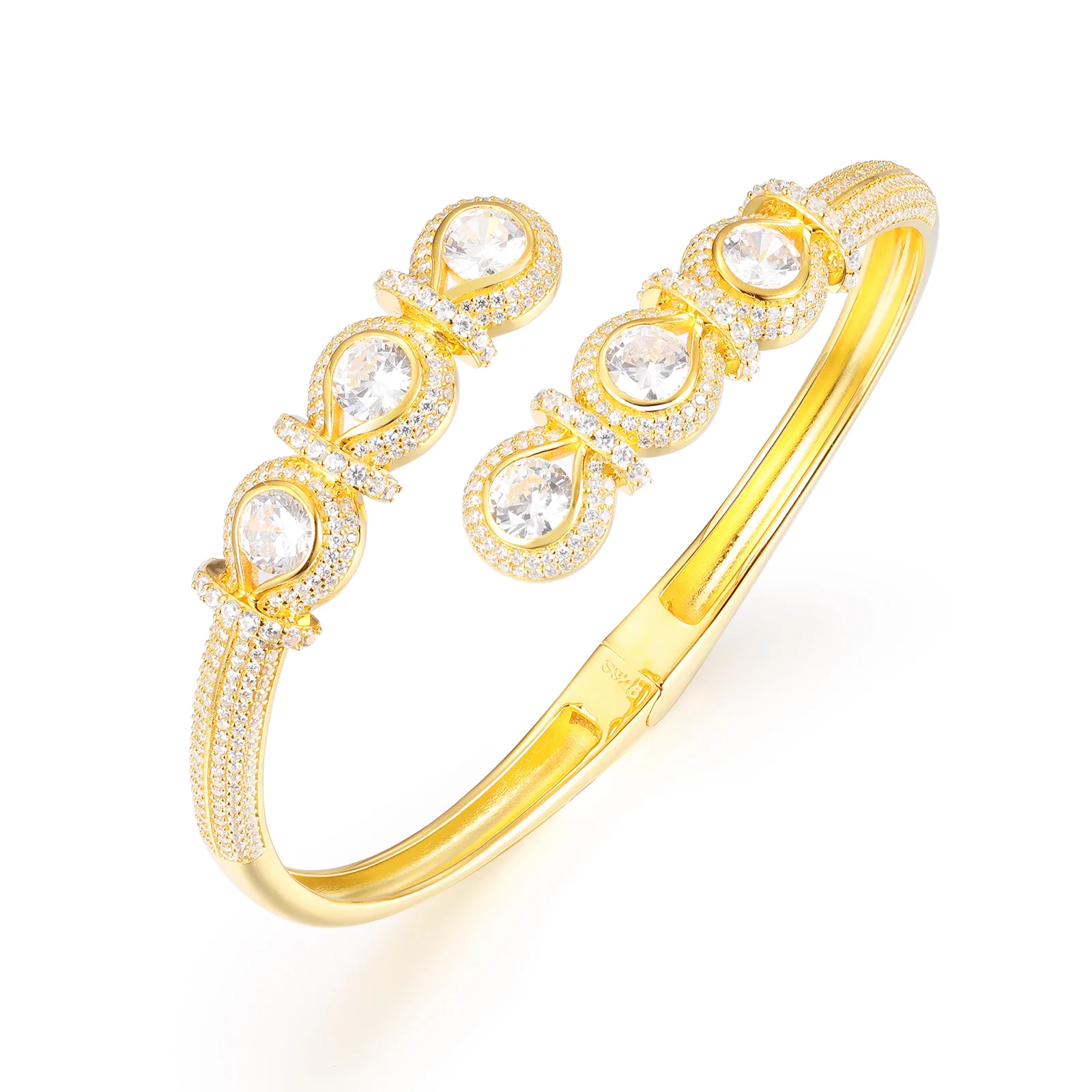 MOISSANITE DIAMOND CLUSTERED STAR RIBBON BANGLE BRACELET IN STERLING SILVER - Image 6