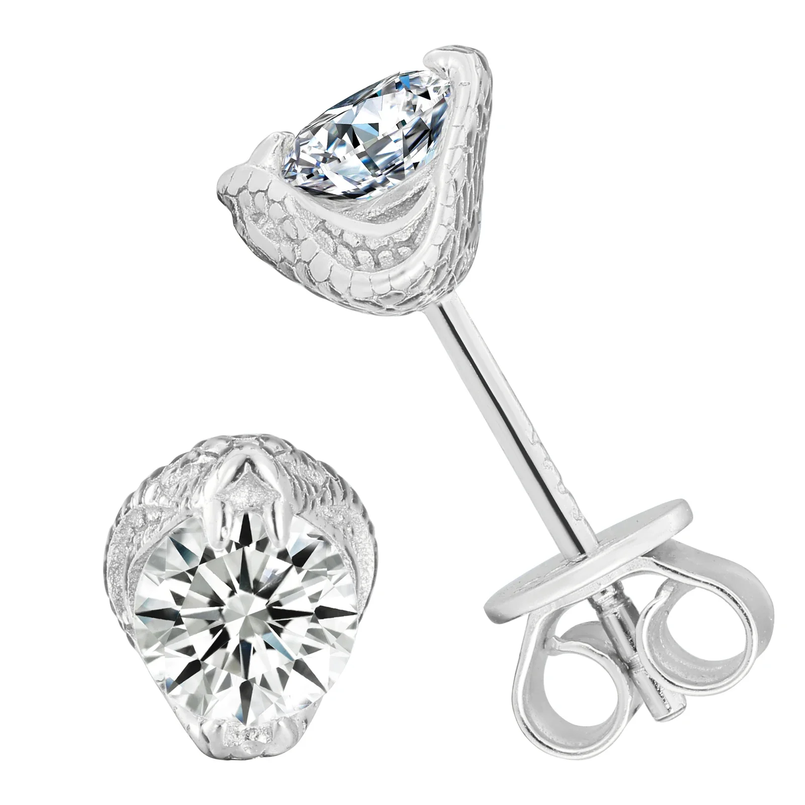 MOISSANITE DIAMOND COBRA EARRINGS IN STERLING SILVER - Image 6