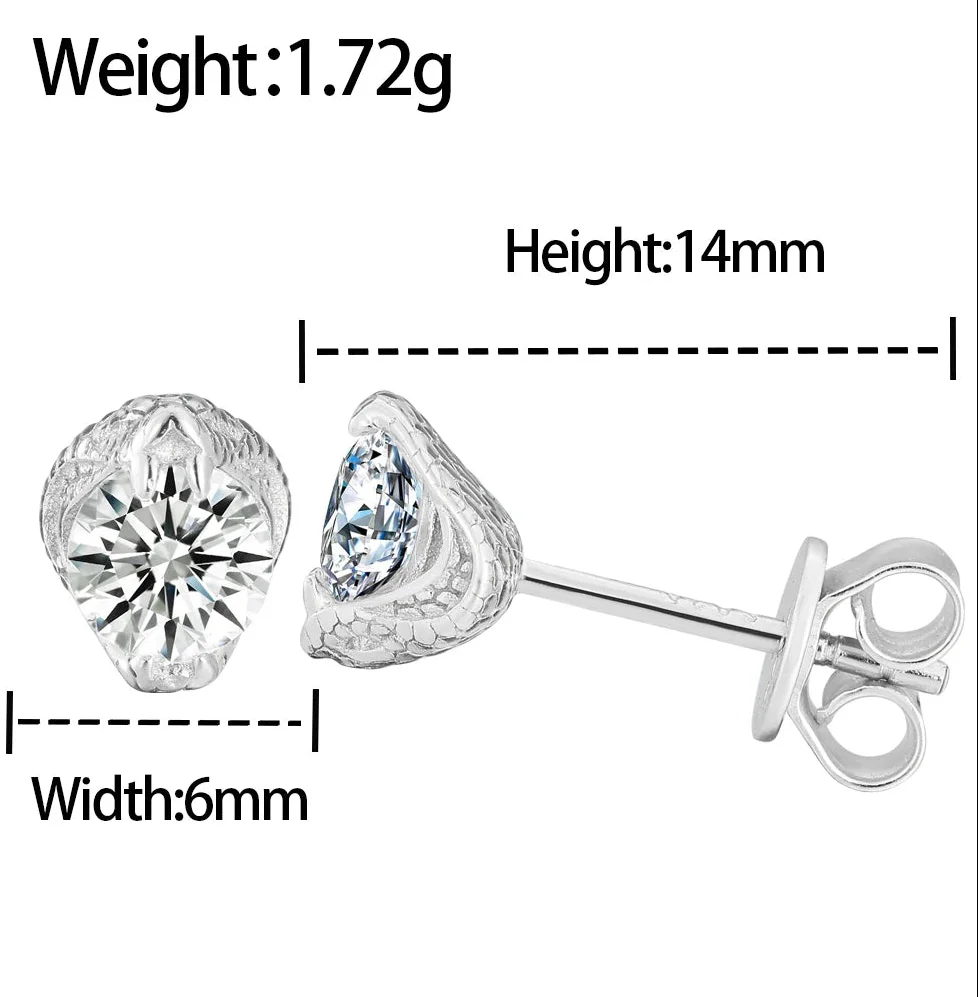 MOISSANITE DIAMOND COBRA EARRINGS IN STERLING SILVER - Image 8