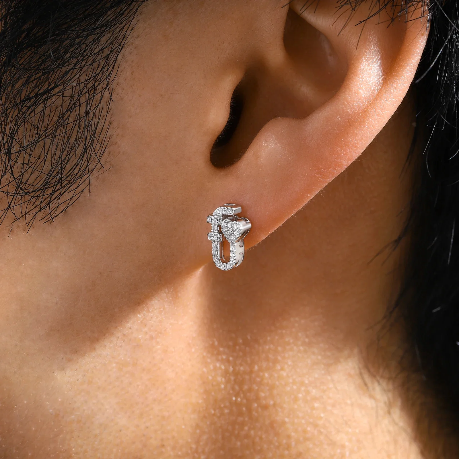 MOISSANITE DIAMOND COUPLE DROP EARRINGS IN STERLING SILVER - Image 4