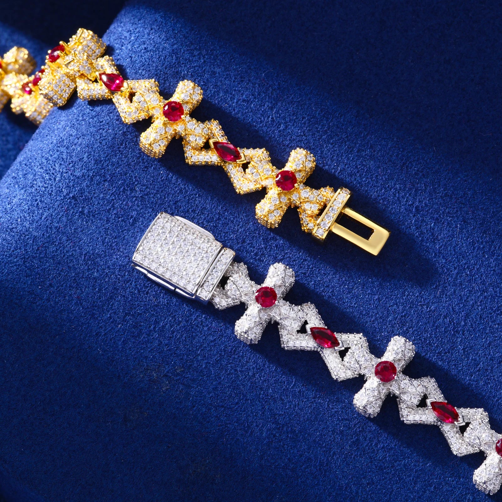 MOISSANITE DIAMOND CRIMSON SOVEREIGN CROSS BRACELET IN STERLING SILVER - Image 6