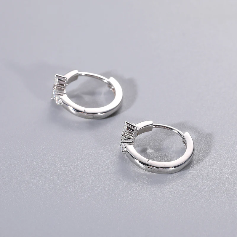 MOISSANITE DIAMOND CROSS HOOP EARRINGS IN STERLING SILVER - Image 4