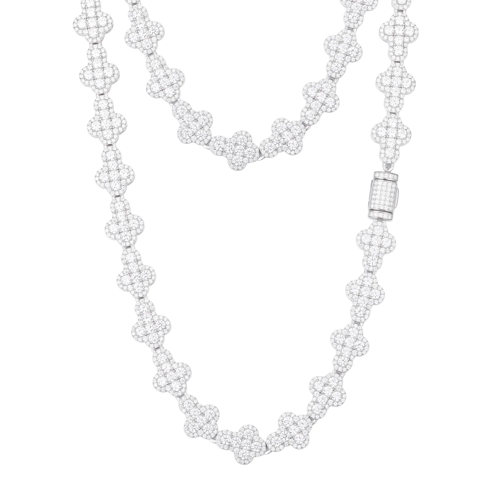 MOISSANITE DIAMOND CROSS LINK NECKLACE OR BRACELET IN STERLING SILVER - Image 5