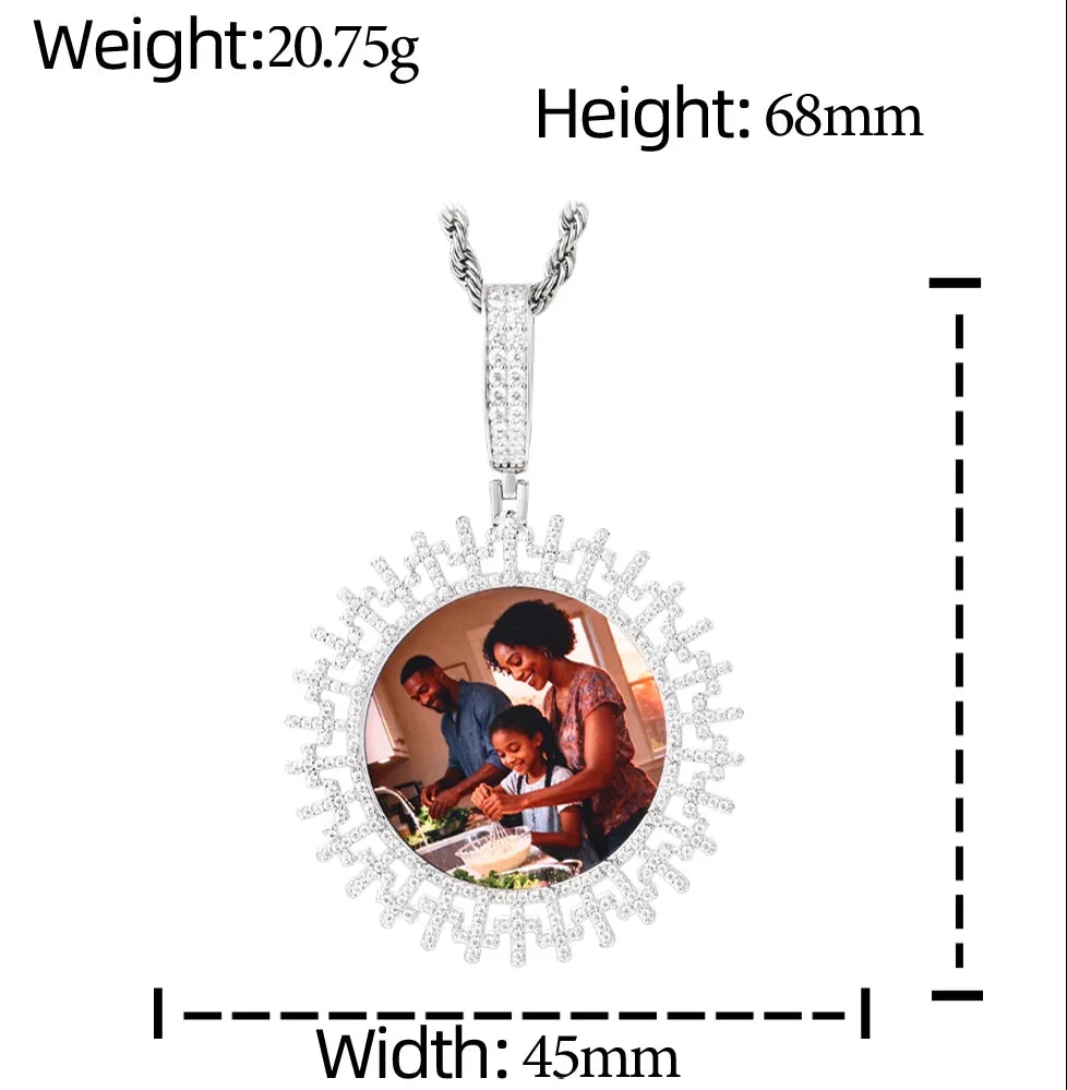 MOISSANITE DIAMOND CROSS PHOTO PENDANT IN STERLING SILVER - Image 7