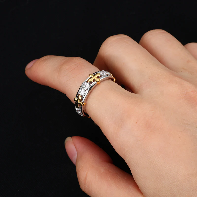MOISSANITE DIAMOND CROSS RING IN STERLING SILVER - Image 4