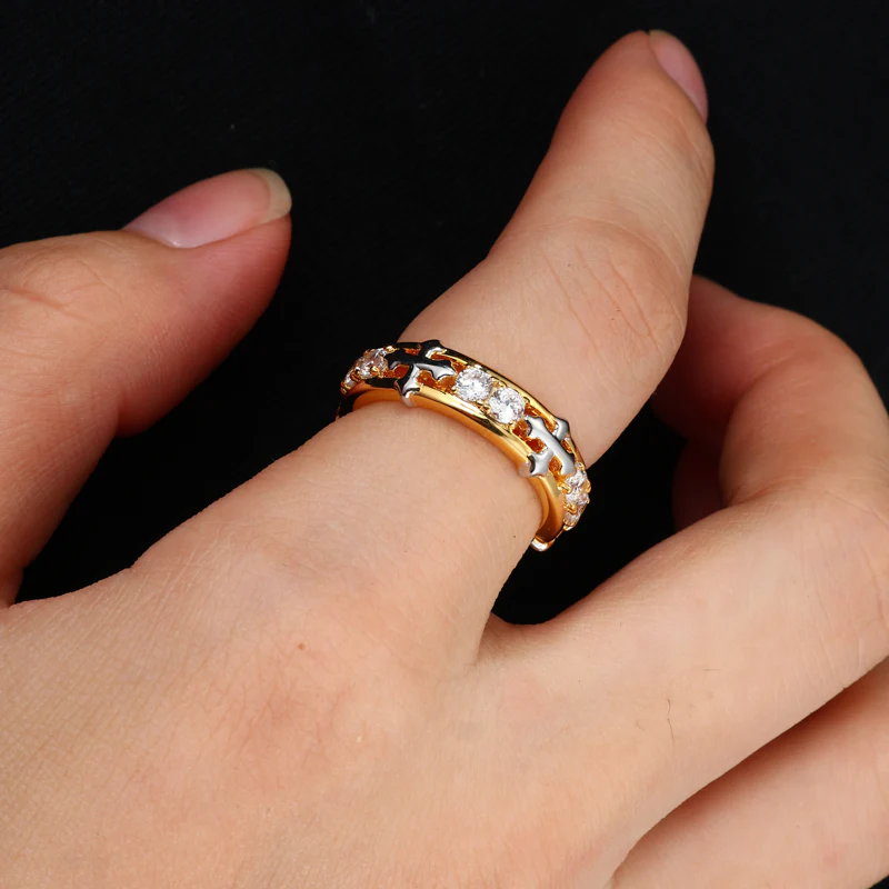 MOISSANITE DIAMOND CROSS RING IN STERLING SILVER - Image 5