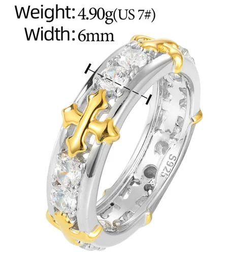MOISSANITE DIAMOND CROSS RING IN STERLING SILVER - Image 6