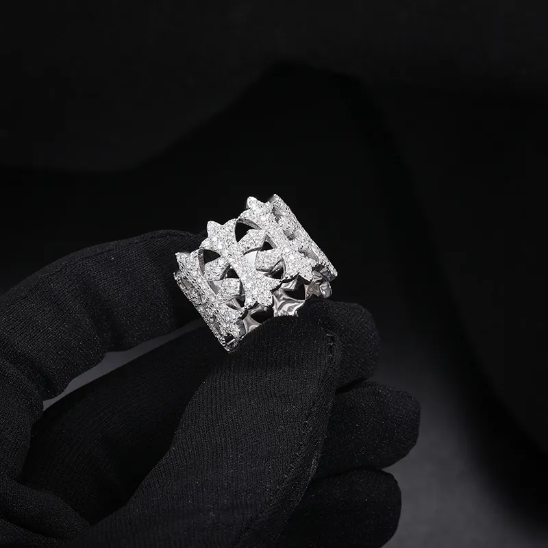 MOISSANITE DIAMOND CROSS RING IN STERLING SILVER - Image 2