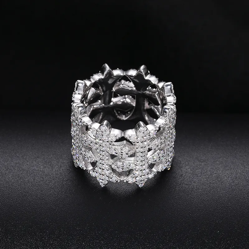 MOISSANITE DIAMOND CROSS RING IN STERLING SILVER - Image 3