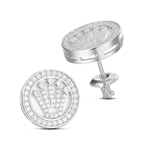 MOISSANITE DIAMOND CROWN STUD IN STERLING SILVER - Image 3