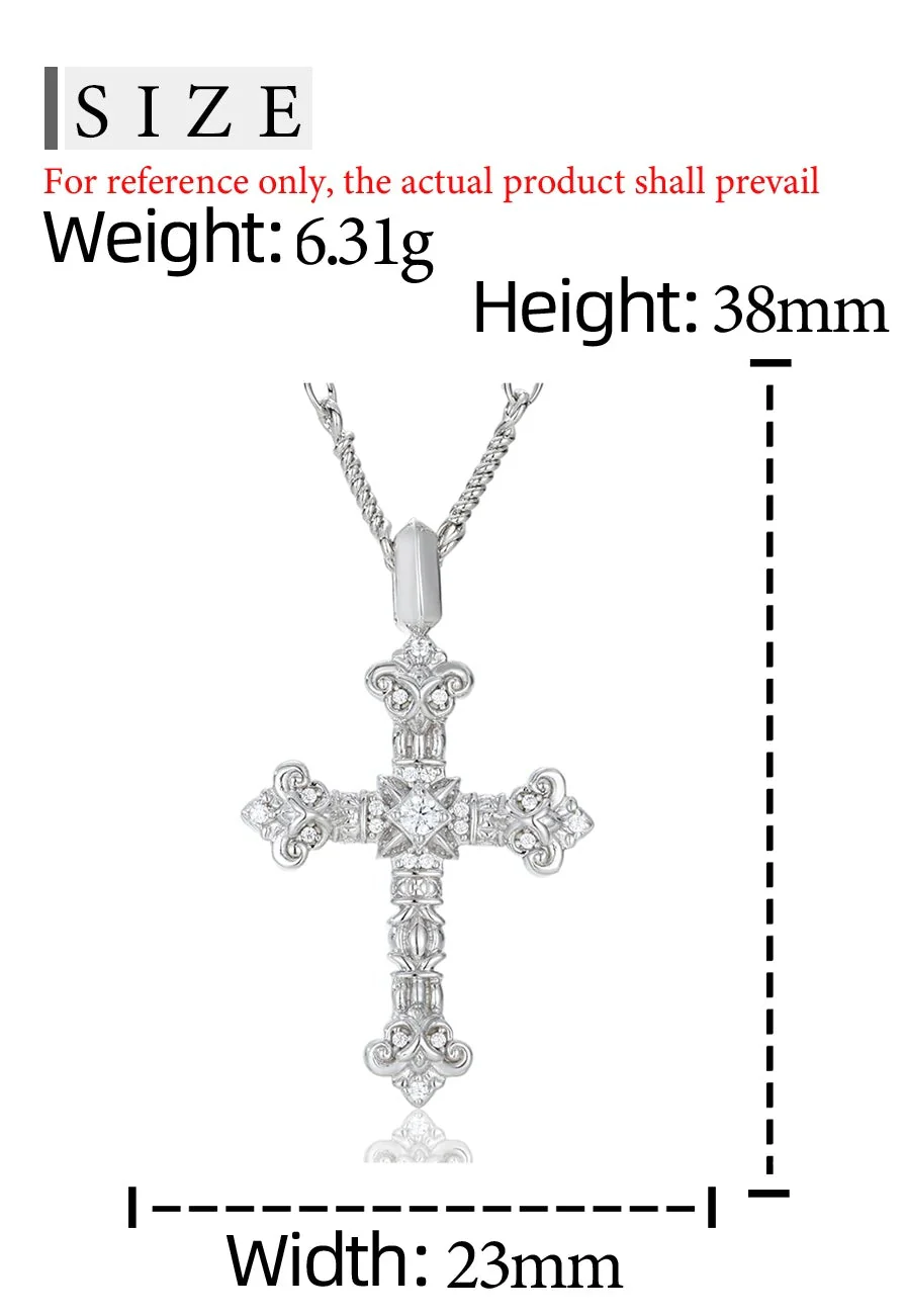 MOISSANITE DIAMOND CROSS CRUX GEMMATA PENDANT IN STERLING SILVER - Image 6