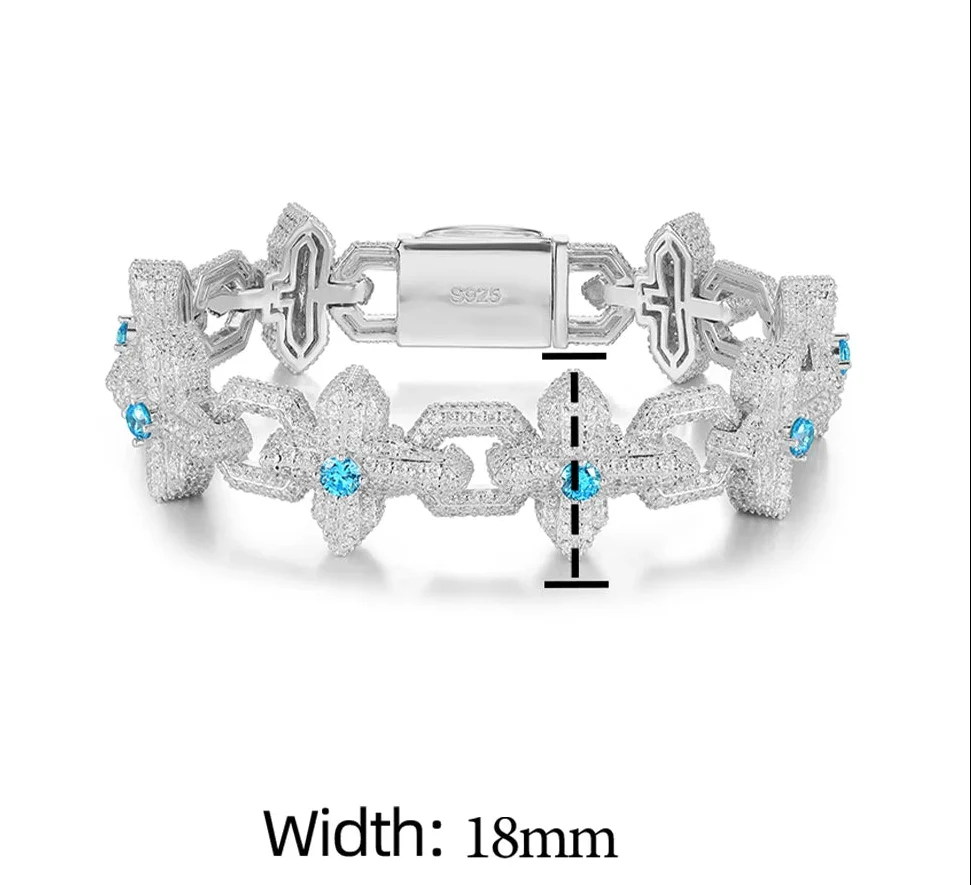 MOISSANITE DIAMOND CRYO CROSS CHAIN BRACELET IN STERLING SILVER - Image 6