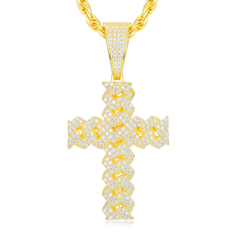 MOISSANITE DIAMOND CUBAN CROSS PENDANT IN STERLING SILVER - Image 5