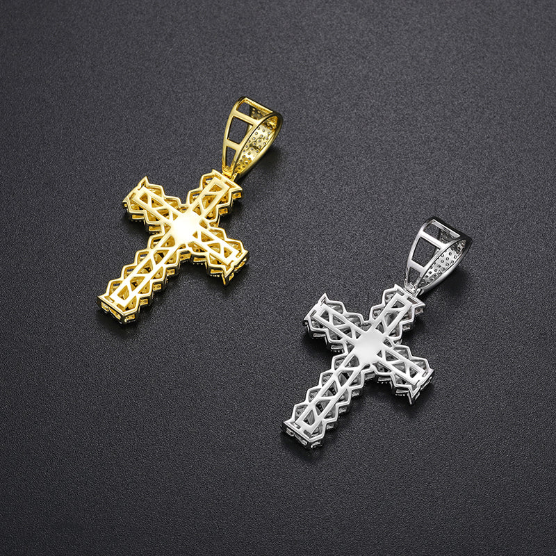 MOISSANITE DIAMOND CUBAN CROSS PENDANT IN STERLING SILVER - Image 4