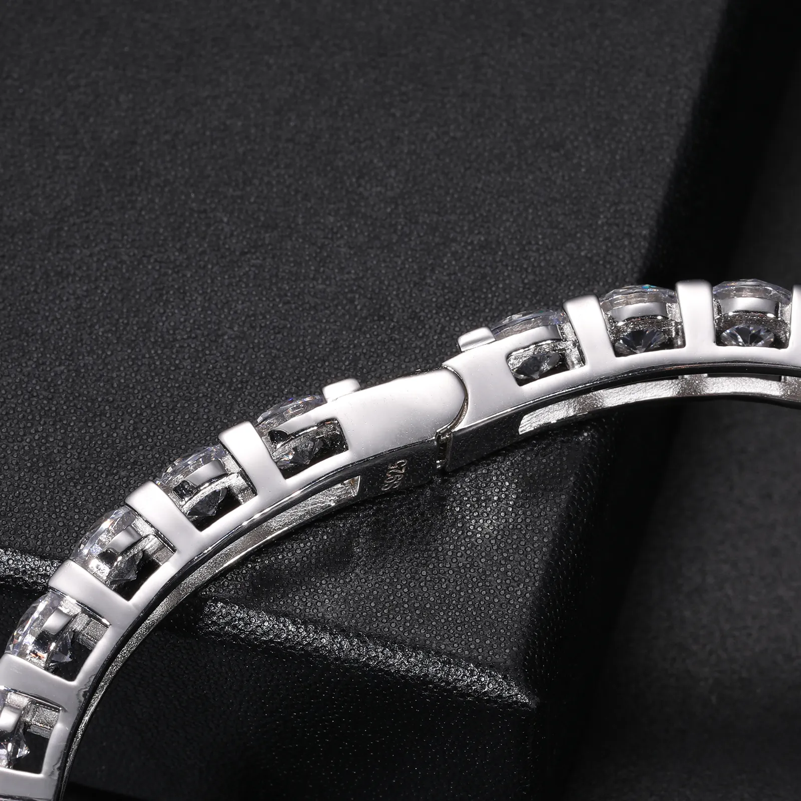 MOISSANITE DIAMOND CUFF BANGLE BRACELET IN STERLING SILVER - Image 4