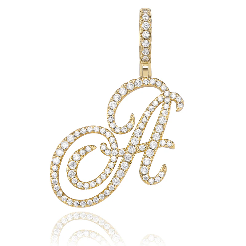 MOISSANITE DIAMOND CURSIVE INITIAL LETTER CHARM PENDANT NECKLACE IN STERLING SILVER - Image 11