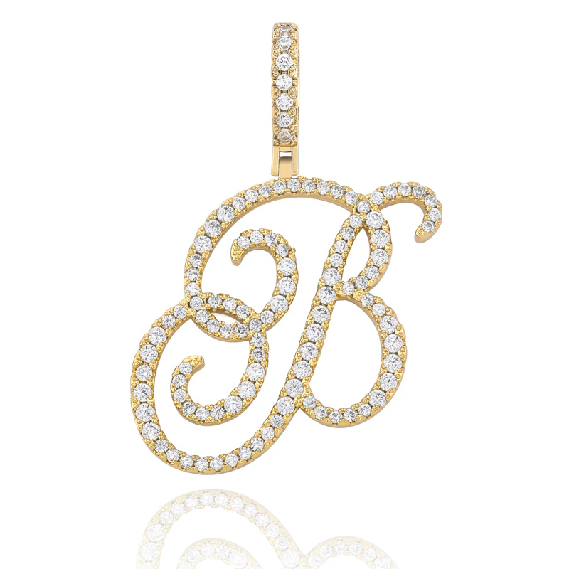 MOISSANITE DIAMOND CURSIVE INITIAL LETTER CHARM PENDANT NECKLACE IN STERLING SILVER - Image 12