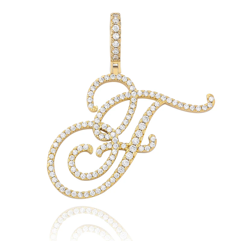 MOISSANITE DIAMOND CURSIVE INITIAL LETTER CHARM PENDANT NECKLACE IN STERLING SILVER - Image 14