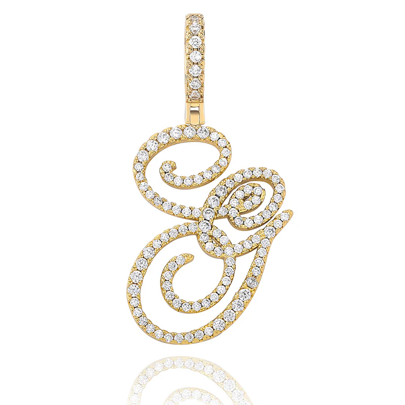 MOISSANITE DIAMOND CURSIVE INITIAL LETTER CHARM PENDANT NECKLACE IN STERLING SILVER - Image 15